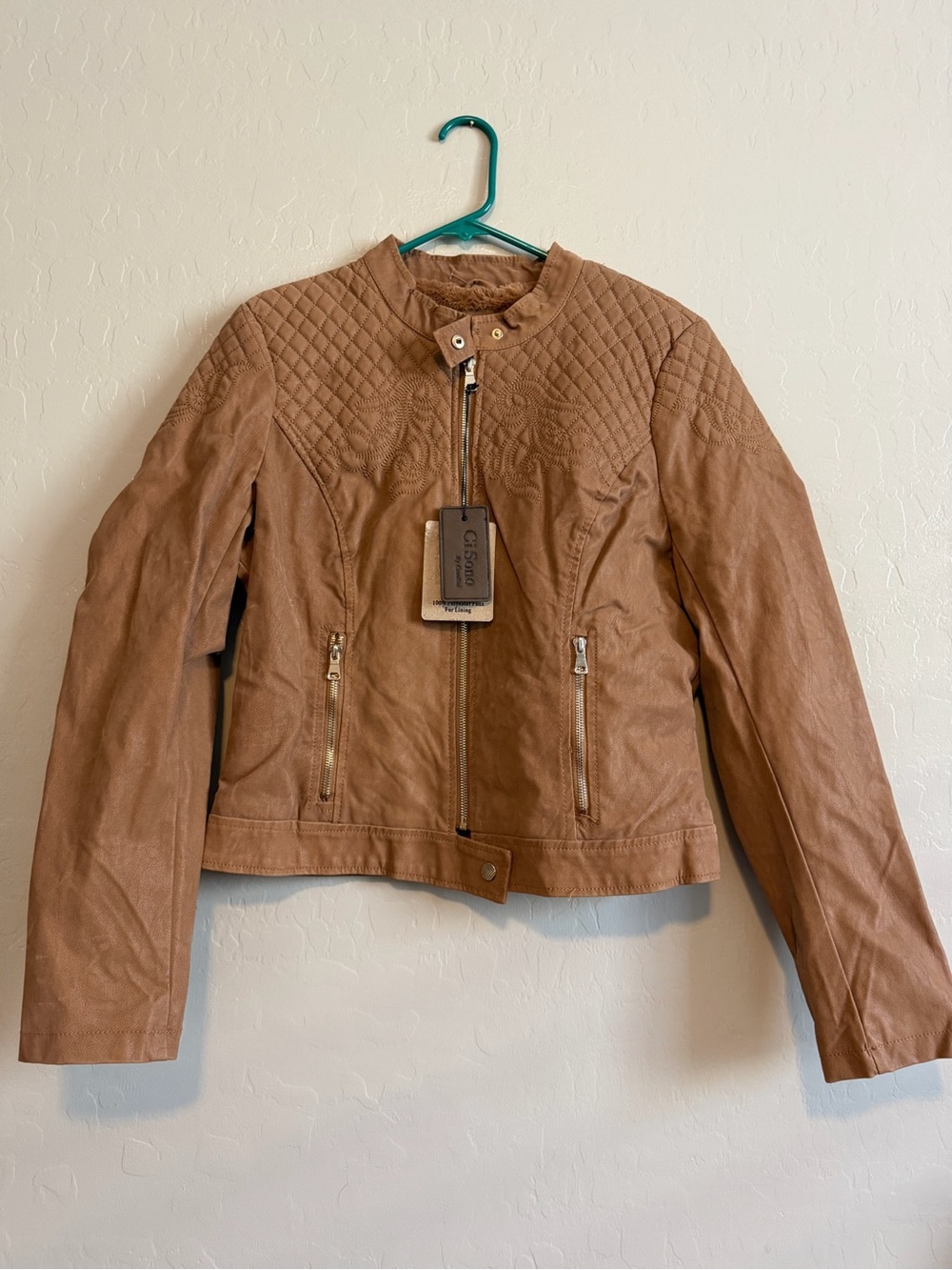 Cavalini Quilted Faux Leather Jacket - Brown